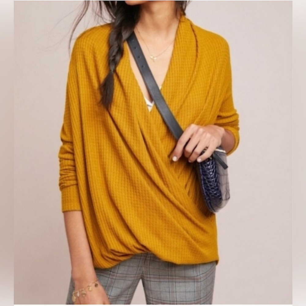 Anthropologie Akemi + Kin Woodruff Waffle Wrap Top